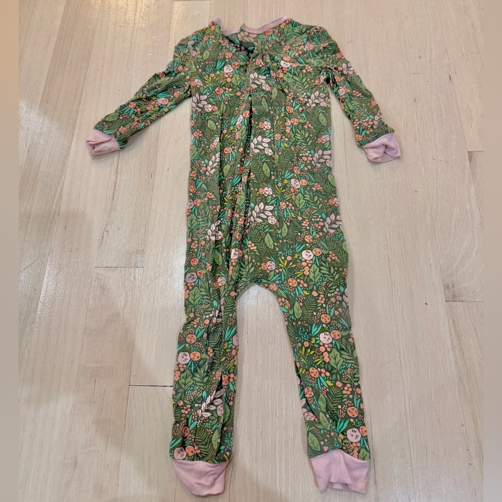 Floral Green Baby Onesie with Pink Accents - Magnetic Me